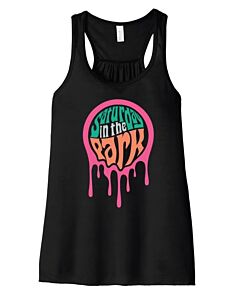 BELLA+CANVAS ® Women’s Flowy Racerback Black Tank - Front and Back Imprint Drip Logo